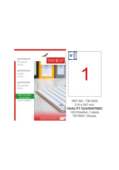 Tanex Tw-2000 210X297MM Laser Etiket 100'lü