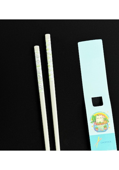 Desenli Metal Chopstick Yeşil Çok Renkli
