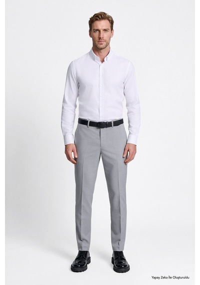 Ac&Co / Altınyıldız Classics Erkek Grı Slim Fit Dar Kesim Klasik Yan Cep Pantolon Gri