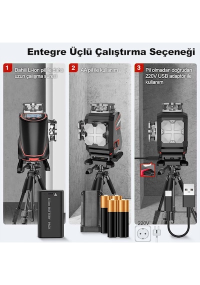 Kobb Kbl36g Profesyonel Li-ion Şarjlı 4x360⁰ Lcd Ekran Otomatik Hizalamalı Yeşil Çapraz Çizgi Lazer Distomat