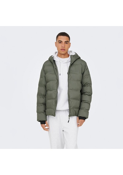 Only & Sons Only&sons Union Seamless Life Puffer Erkek Gri Kapüşonlu Mont Gri-1