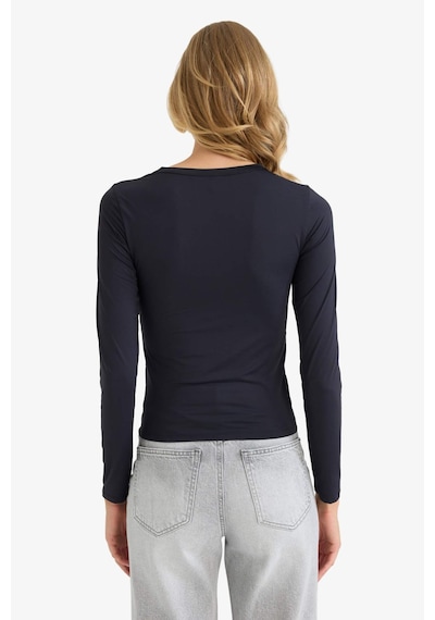 Defacto Slim Fit Dar Kesim Bisiklet Yaka Basic Düz Uzun Kollu Tişört D3756ax25aubk81 SIYAH
