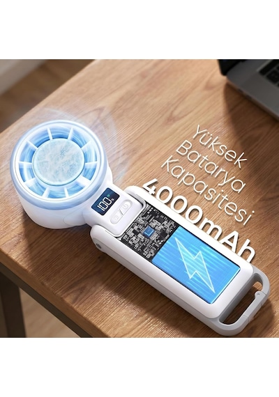 Airflow Pro Taşınabilir Mini Vantilatör - Buz Etkisi - Katlanabilir Tasarım Ve Boyun Askılı - E Standart