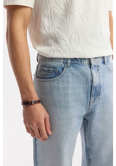 Avva Erkek Açık Mavi Klasik Bel %100 Pamuk Eskitme Yıkamalı Tokyo Straight Fit Jean Pantolon A51y3546