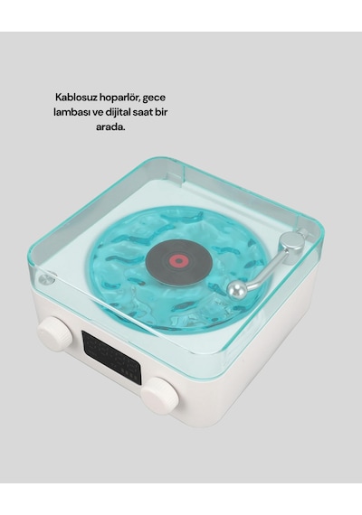 Bluetooth Hoparlör 3-ü-1 Saatli Gece Lambası Ve Vintage Tasarım -