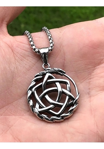 Ouroboros Triquetra Viking Kelt Üçlüsü Paslanmaz Kararmaz 316l Çe Çok Renkli