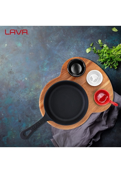Lava Sahan Yuvarlak Ahşap Stand Siyah Mat 16 Cm Eco K44 Gümüş