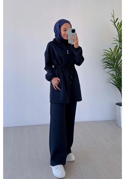 Kahijab Tasarım Yaka Scuba Takım - Lacivert Lacivert