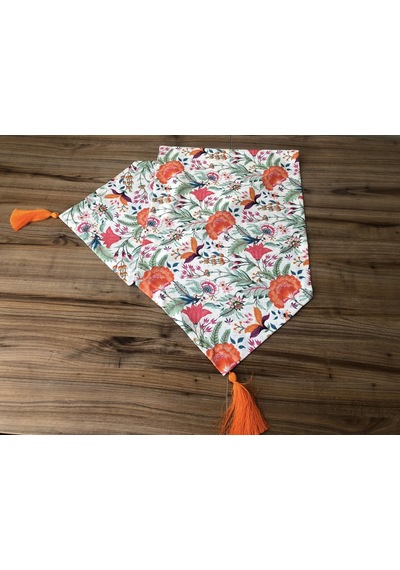 Doku Efektlı Motif Desenli Runner Çok Renkli