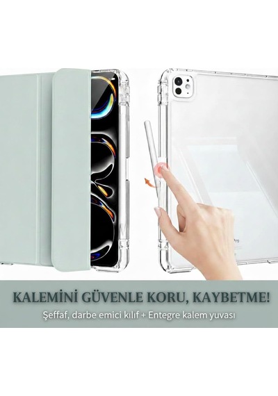 İpad Pro 13 İnç İle Uyumlu A2925 A3360-a3361-a2926 Kalem Bölmeli, Ayrılabilen Airbagli Kolay Tak Çıkar, 6 Farklı Duruş Pozisyonu, Köşe Korumalı, Yarı Saydam, Katlanır Tablet Kılıfı İpad Pro 13 İnç İle Uyumlu A2925 A3360-a3361-a2926 Kalem Bölmeli, Ayrılabilen Airbagli Kolay Tak Çıkar, 6 Farklı Duruş Pozisyonu, Köşe Korumalı, Yarı Saydam, Katlanır Tablet Kılıfı