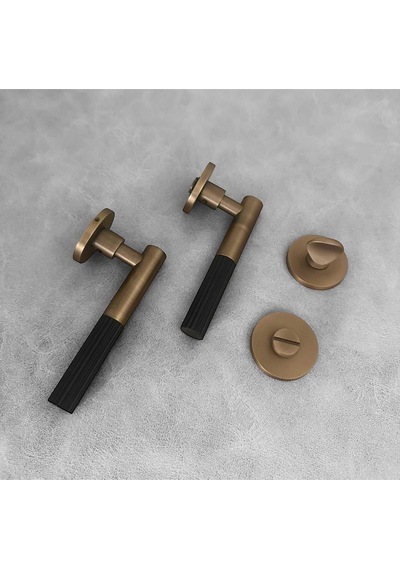 Duo One-s Zamak Mat Antik Sarı - Siyah Rozetli Zamak Wc Banyo Kapı Kolu 1 Takım