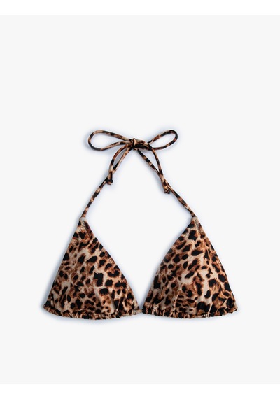 Koton Leopar Bikini Üstü Üçgen İpli Kahverengi Desenli 4sak10256mm