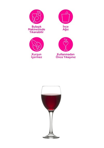 Lav Venue Cam Kırmızı Şarap Kadehi 6'lı 340 ml Ayaklı (Meşrubat Bardağı)