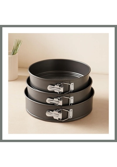 Bezos 3'lü Yuvarlak Metal Kelepçeli Kek Kalıp Seti 24-26-28 Cm Mmbz