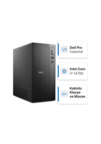 Dell Pro Essential BTO014 QVT1260 U 007 i7-14700 16 GB 512 GB SSD W11P Masaüstü Bilgisayar