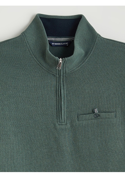 LC Waikiki Lc Waıkıkı Yeşil Fermuarlı Dik Yaka Erkek Sweatshirt