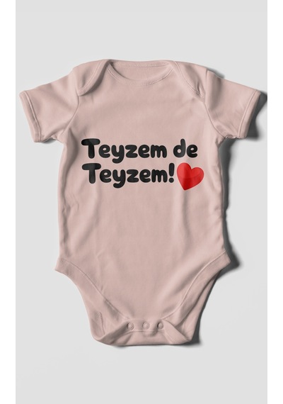 Morivokids Teyzem De Teyzem Kısa Kollu Bebek Body %100 Pamuk Pastel Pembe