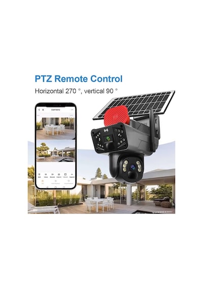Solar Panelli, Güneş Enerjili, Sım Kartlı 4g, 6mp Çift Lensli Ptz Solar Panelli, Güneş Enerjili, Sım Kartlı 4g, 6mp Çift Lensli Ptz