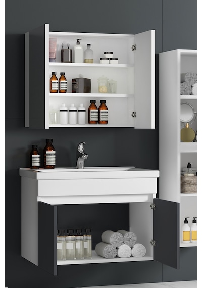 Çiğdem 80+35 Cm Beyaz-füme Balon Mdf Seramik Lavabolu Sepetli Asma Banyo Dolabı Takımı Beyaz - Füme Çiğdem 80+35 Cm Beyaz-füme Balon Mdf Seramik Lavabolu Sepetli Asma Banyo Dolabı Takımı Beyaz - Füme