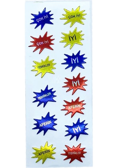Sticker Kabartmalı Stiker Defter, Planlayıcı Etiket Aferin, Tebrikler Cb439 16x7 Cm
