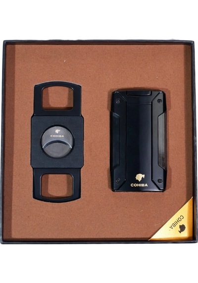 Cohiba Çakmak Kesici İkili Siyah Puro Seti - Tr9263
