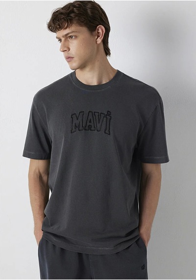 Mavi M0613564-70087 Mavi Logo Baskılı T-shirt Erkek Tişort Füme