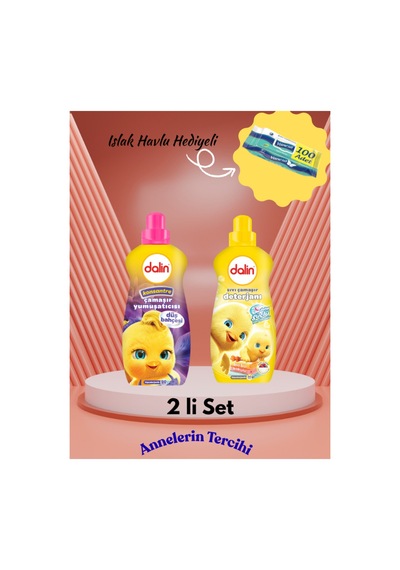 Sıvı Çamaşır Deterjanı + Konsantre Yumuşatıcı Islak Havlu Hediyeli 2 Li Set