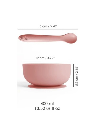 Meleni Baby Vakumlu Silikon Bebek Mama Kasesi - Vakum Tabanlı Kase - Silikon Diş Kaşıyıcı Kaşık - Pembe Genel