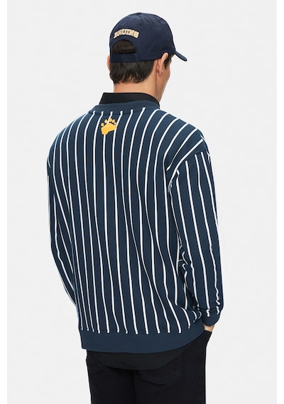 Ucla Nelly Lacivert Bisiklet Yaka Baskılı Oversize Fit Erkek Sweatshirt Lacivert