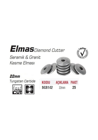 Sgs Seramik-Granit Kesme Elması Titanyum 22 MM Sgs142