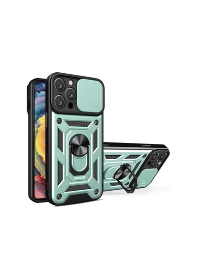 Newface Apple İphone 16 Pro Max Kılıf Pars Lens Yüzüklü Silikon - Yeşil