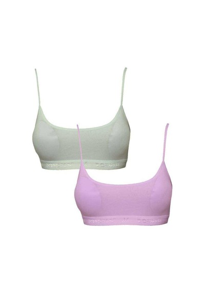 Pedli İp Askılı Krem ve Pembe Büstiyer 2 Adet Krem-Pembe
