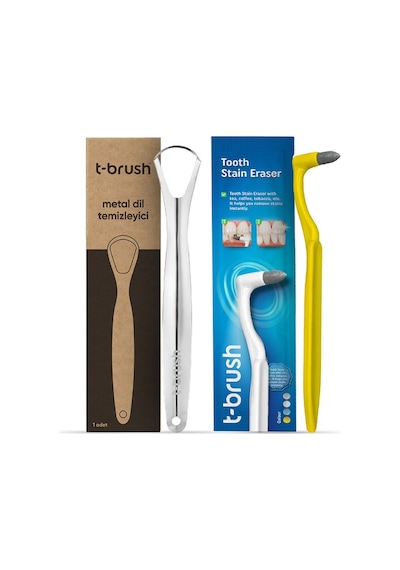 Tbrush Paslanmaz Çelik Dil Temizleyici / Dil Sıyırıcı & Beyazlatıcı ve Diş Silgisi