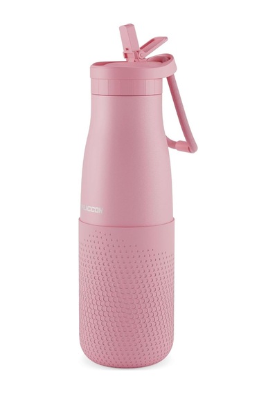 Pembe 500 Ml Çelik Okul Matarası - Silikon Gövdeli Nokta Çelik Termos - 50025 Diğer