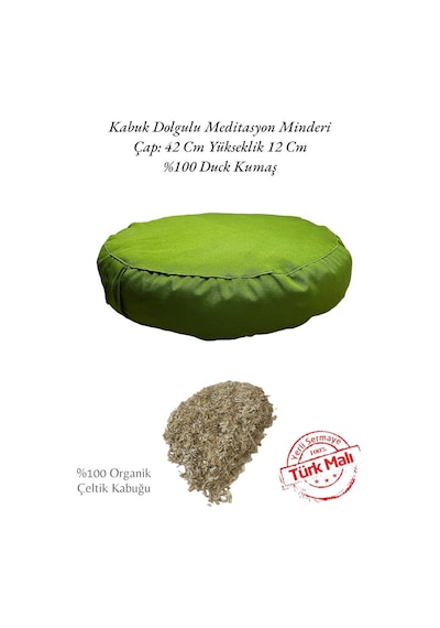 Remege Kabuk Dolgulu Duck Kumaş Meditasyon Minderi Yeşil Y1 Yeşil