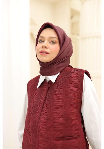 Silk Home Desenli Shiny Eşarp - 8647 - Yeni Bordo Yeni Bordo