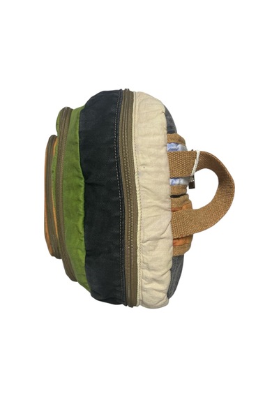 Dark Cotton Kaliteli Vintage Salaş Yıkama Kumaş Disayn Günlük Gezi Okul Sırt Çantası 30cmx40cm Turuncu - Haki