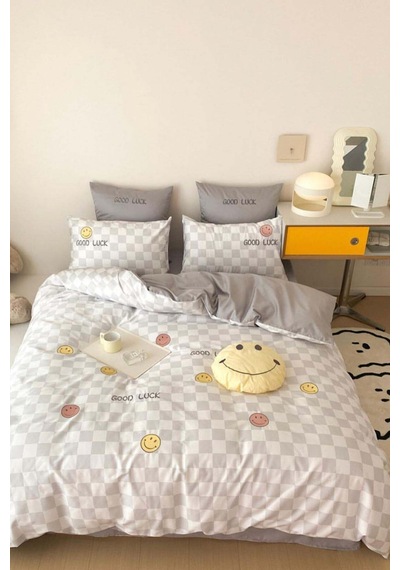 Eponj Home Kolay Ütülenir Nevresim Takımı Tek Kişilik Good Luck Gri Gri