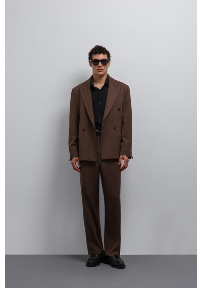Antioch Relax Fit Kruvaze Erkek Blazer Ceket Kahve