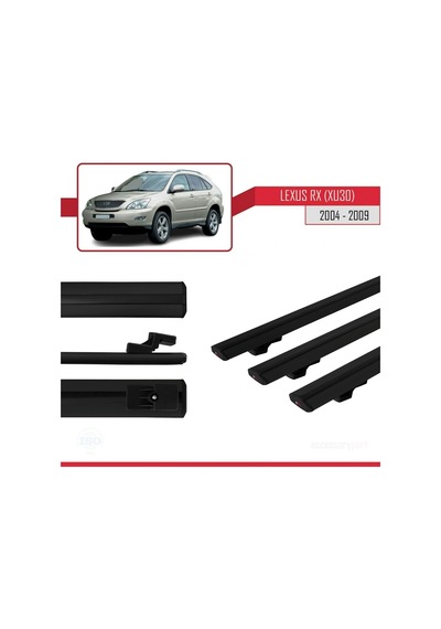 Lexus Rx Xu30 2004-2009 Arası İle Uyumlu Basic Model Ara Atkı Tavan Barı Siyah 3 Adet