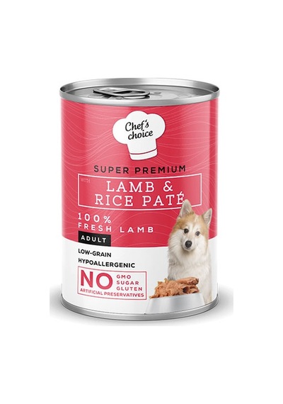 Chef's Choice Pate Lamb Rice Kuzulu Pirinçli Yetişkin Köpek Konservesi 6 x 400 G