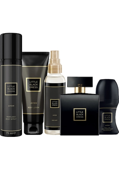 Avon Little Black Dress 5 Parça Ekonomik Set Kadın Parfüm EDP 50 ML + Body Mist + Body Spray + Roll On + Vücut Losyonu