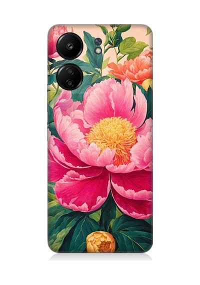 Xiaomi Redmi 13c Uyumlu Pembe Çiçekler Desenli Silikon Kılıf