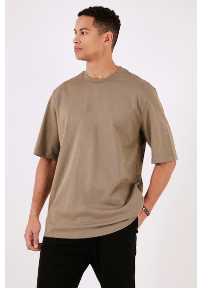 Buratti Pamuklu Oversize Bisiklet Yaka Basic Erkek T Shirt 5902365 Vizon
