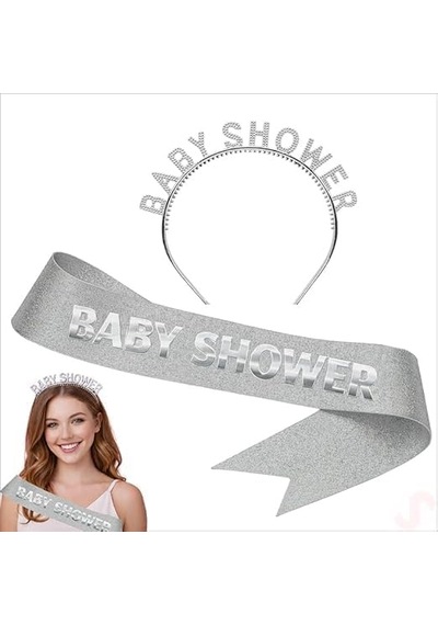 Baby Shower Taç Ve Kuşak Seti - Gümüş