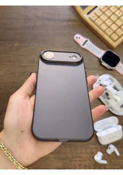 Apple iPhone 17 Air Uyumlu Süper İnce Mat Ultra Thin Silikon Kılıf Buzlu Siyah