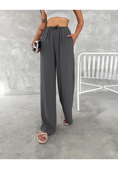 Freedom Storee Kadın Ayrobin Oversize Kadın Pantolon - Füme Çok Renkli