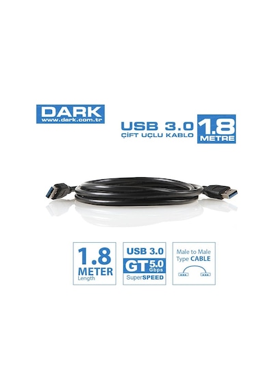 Dk-cb-usb3al180 1.8m Usb 3.0 Erkek-erkek Data Kablosu