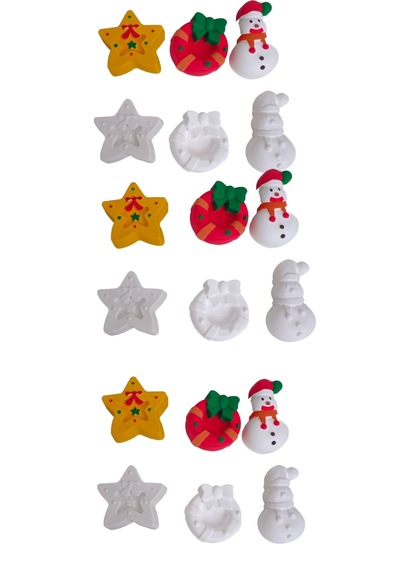 Eğitici Etkinlik Yılbaşı -neol-yıldız Kardan Adam 3'lü Set 2 Boyutlu 8 Cm 3 Adet