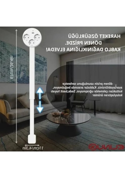 Genişletilebilir Dönen Priz, 3 Ac Çıkışlı Ve Usb Portlu 0